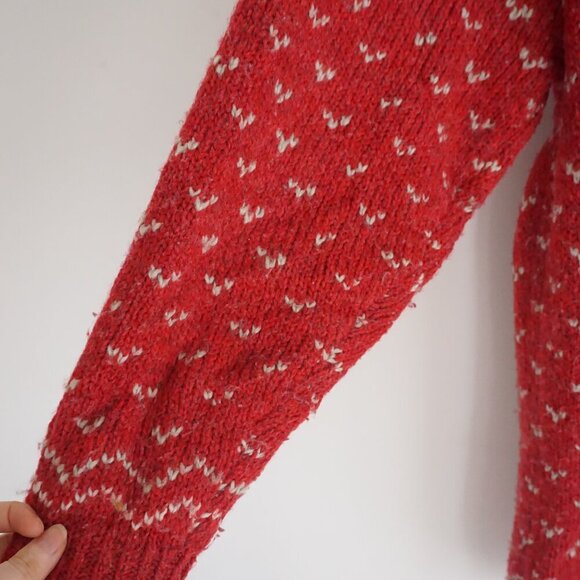 Vintage Encore Tricot Red 10% Wool Knit Icelandic Button Cardigan Sweater XL - Picture 13 of 16